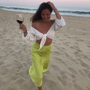 Lime green silk Free People skirt